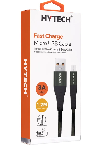 HY-X275 1.2m 3A Micro USB Kamuflaj Desenli Kılıflı Yeşil Data + Sarj Kablosu