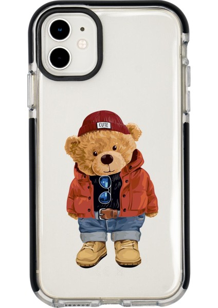 Apple iPhone 11 Teddy Bear Candy Bumper Silikonlu Telefon Kılıfı Siyah