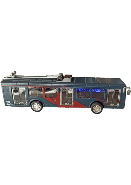 PopŞeker Oyuncak Metal Otobüs, Işıklı, Müzikli Çek-Bırak Özellikli Metal Otobüs 17 cm modelleri