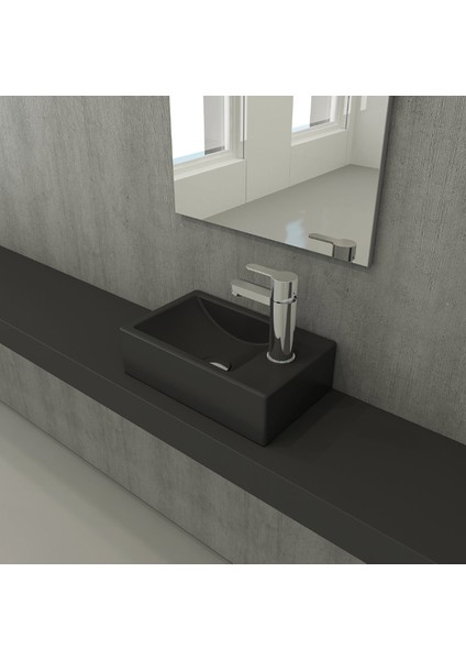 Bocchi Milano Dar Sağ Lavabo 37 cm Mat Antrasit 1419-020-0126