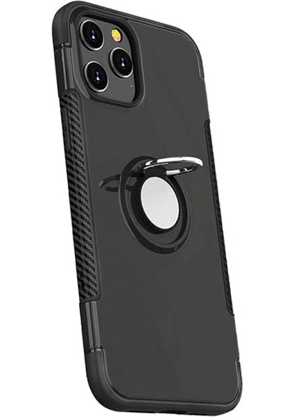 iPhone 12 Pro Yüzük Standlı Armor Silikon Kılıf - Siyah fiyatları