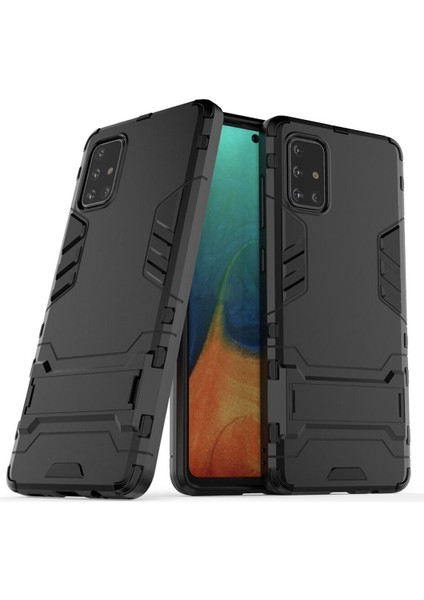 Samsung Galaxy A71 Alfa Serisi Armor Standlı Perfect Koruma Kılıf - Siyah