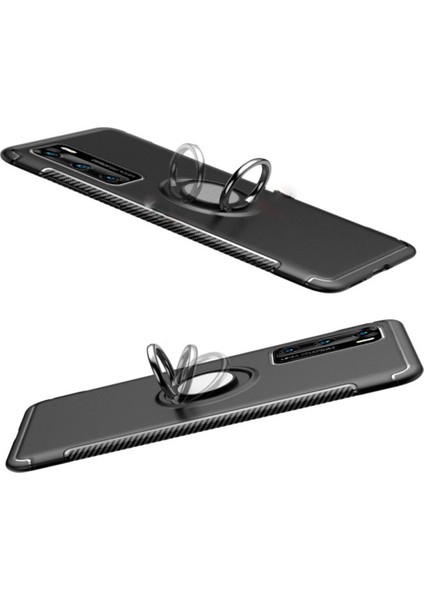 Huawei P40 Yüzük Standlı Armor Silikon Kılıf - Siyah fiyatları