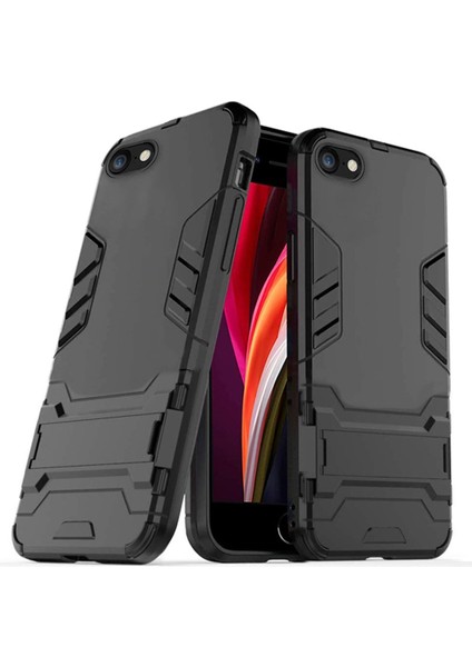 Apple iPhone Se 2020 Alfa Serisi Armor Standlı Perfect Koruma Kılıf - Siyah