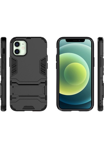 Apple iPhone 12 Mini Alfa Serisi Armor Standlı Perfect Koruma Kılıf - Siyah fiyatları