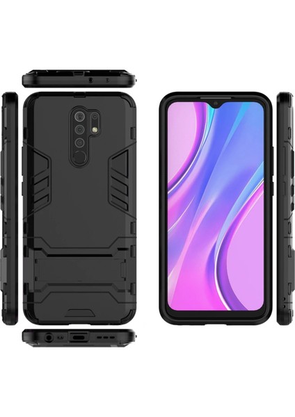Xiaomi Redmi 9 Alfa Serisi Armor Standlı Perfect Koruma Kılıf - Siyah fiyatları