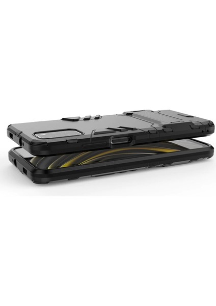 Xiaomi Poco M3 Alfa Serisi Armor Standlı Perfect Koruma Kılıf - Siyah