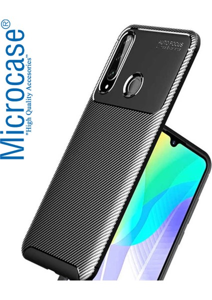 Huawei Y6P Maxy Serisi Carbon Fiber Silikon Tpu Kılıf - Siyah