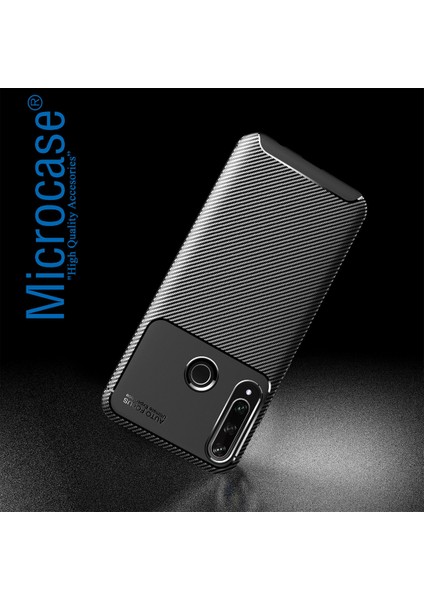 Huawei Y6P Maxy Serisi Carbon Fiber Silikon Tpu Kılıf - Siyah