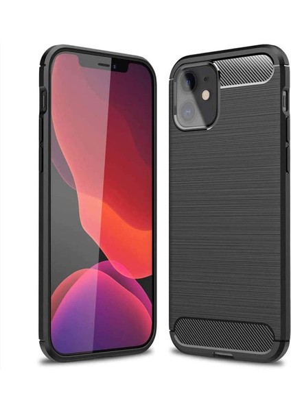 iPhone 12 Brushed Carbon Fiber Silikon Kılıf