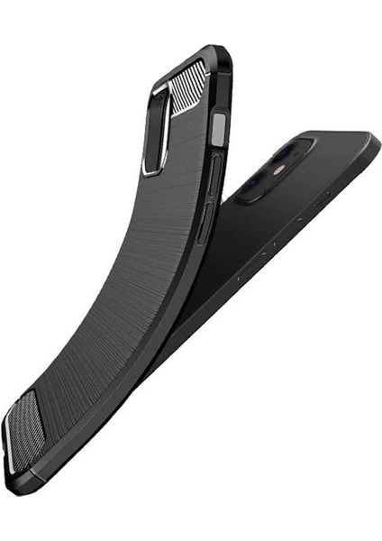 iPhone 12 Brushed Carbon Fiber Silikon Kılıf