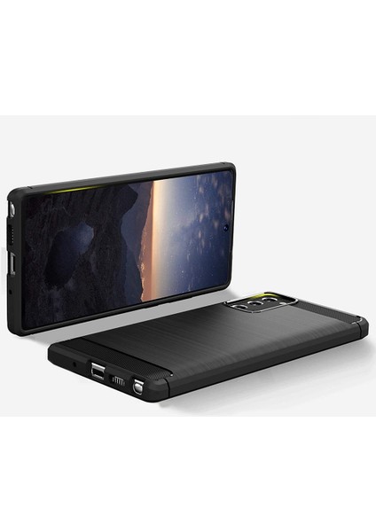 Samsung Galaxy Note 20 Brushed Carbon Fiber Silikon Kılıf