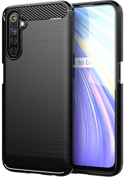 Realme 6 Pro Brushed Carbon Fiber Silikon Kılıf