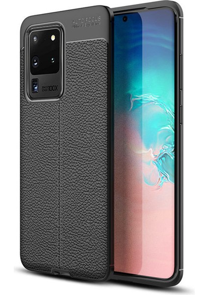 Samsung Galaxy S20 Ultra Leather Tpu Silikon Kılıf - Siyah