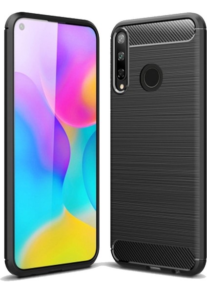 Huawei P40 Lite E Brushed Carbon Fiber Silikon Kılıf