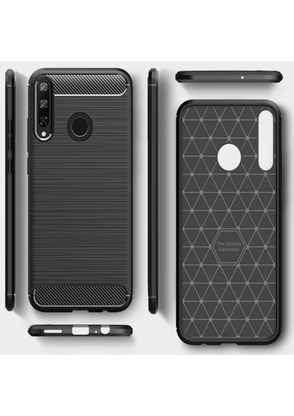 Huawei P40 Lite E Brushed Carbon Fiber Silikon Kılıf
