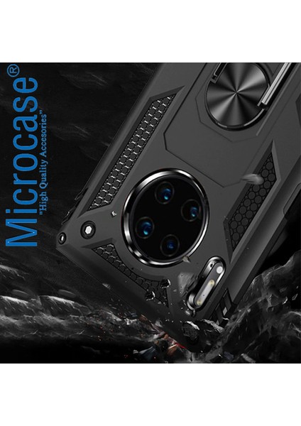 microcase Huawei Mate 30 Anka Serisi Yüzük Standlı Armor Kılıf- Siyah modelleri