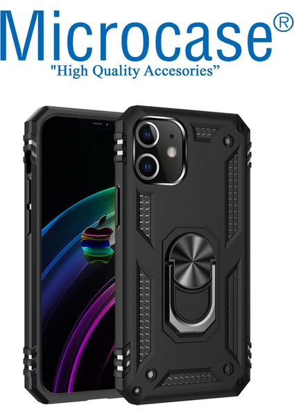 iPhone 12 Mini Anka Serisi Yüzük Standlı Armor Kılıf - Siyah fiyatları