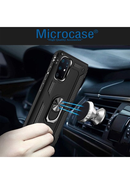 microcase Samsung Galaxy S20 Plus Anka Serisi Yüzük Standlı Armor Kılıf - Siyah fırsatları