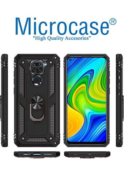Xiaomi Redmi Note 9 Anka Serisi Yüzük Standlı Armor Kılıf- Siyah fiyatları