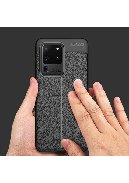 Samsung Galaxy S20 Ultra Leather Tpu Silikon Kılıf - Siyah indirimleri