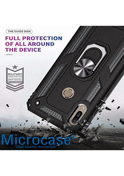 Huawei Y6S 2019 - Y6 2019 Anka Serisi Yüzük Standlı Armor Kılıf - Siyah fiyatları
