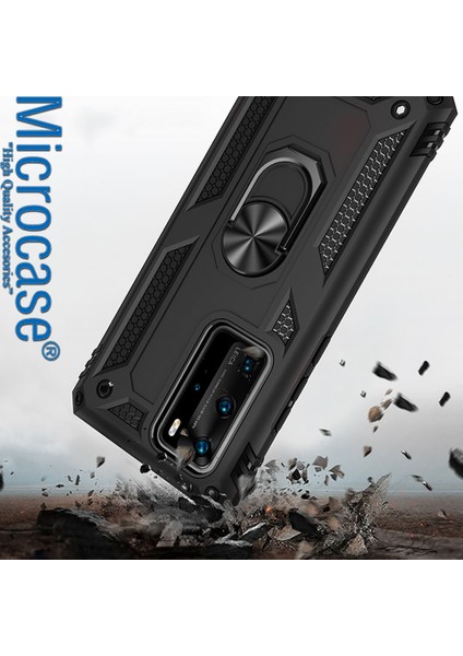 microcase Huawei P40 Anka Serisi Yüzük Standlı Armor Kılıf- Siyah modelleri