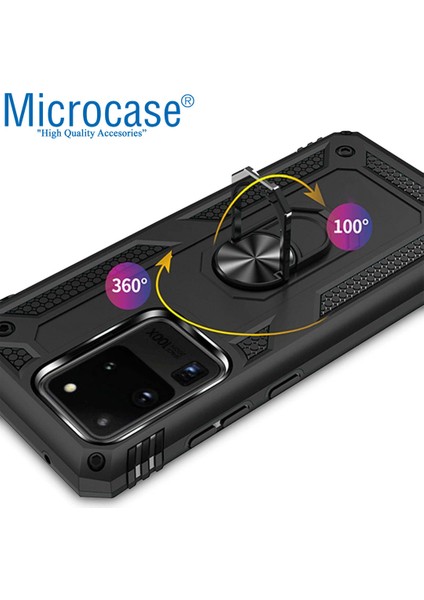 Samsung Galaxy S20 Ultra Anka Serisi Yüzük Standlı Armor Kılıf - Siyah fiyatları