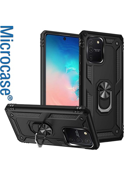 Samsung S10 Lite Anka Serisi Yüzük Standlı Armor Kılıf- Siyah modelleri