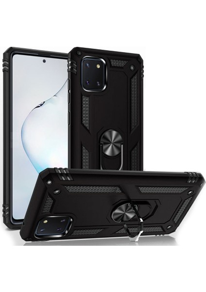 Samsung Galaxy Note 10 Lite - A81 - M60S Anka Serisi Yüzük Standlı Armor Kılıf - Siyah