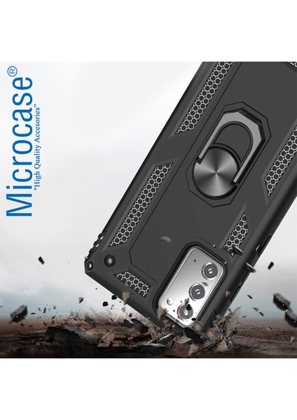 microcase Samsung Galaxy Note 20 Anka Serisi Yüzük Standlı Armor Kılıf- Siyah modelleri