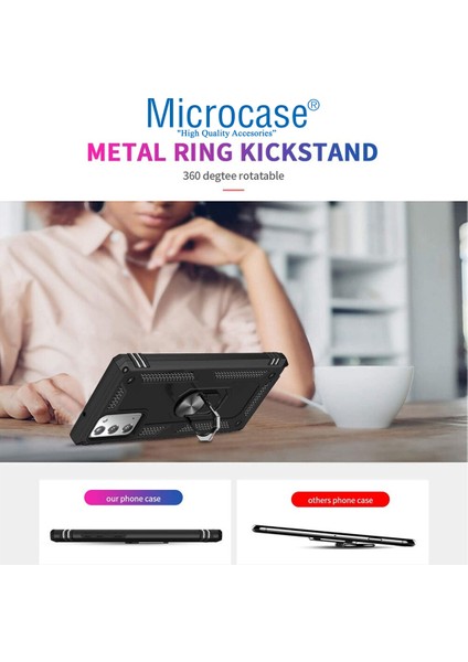 microcase Samsung Galaxy Note 20 Anka Serisi Yüzük Standlı Armor Kılıf- Siyah fırsatları