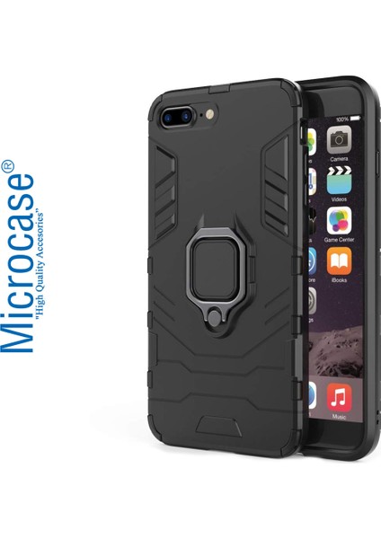 iPhone 7 Plus Batman Serisi Yüzük Standlı Armor Kılıf - Siyah