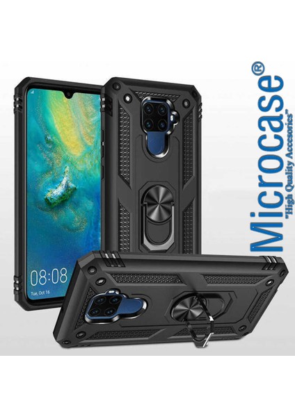 Huawei Mate 30 Lite Anka Serisi Yüzük Standlı Armor Kılıf- Siyah modelleri