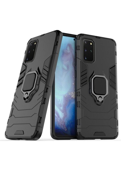 Samsung Galaxy S20 Plus Batman Serisi Yüzük Standlı Armor Kılıf - Siyah