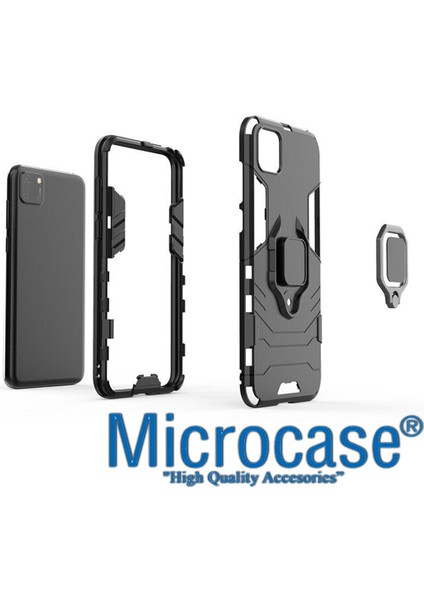 Huawei Y5P Batman Serisi Yüzük Standlı Armor Kılıf - Siyah modelleri