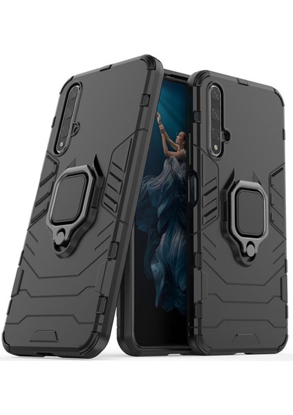 Huawei Nova 5t Batman Serisi Yüzük Standlı Armor Kılıf - Siyah