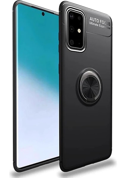 Samsung Galaxy S20 Fe Fan Edition Focus Serisi Yüzük Standlı Silikon Kılıf - Siyah