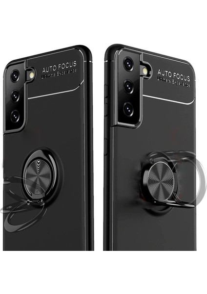 Samsung Galaxy S21 Focus Serisi Yüzük Standlı Silikon Kılıf - Siyah fiyatları