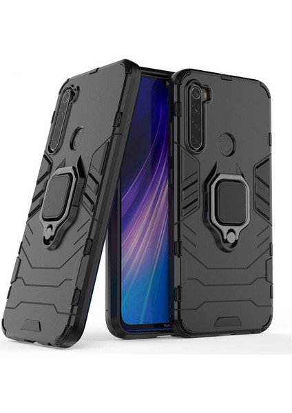 Xiaomi Redmi Note 8 Batman Serisi Yüzük Standlı Armor Kılıf- Siyah