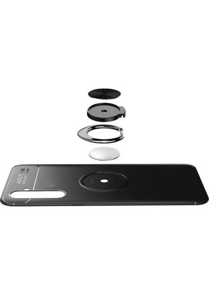 Realme Xt Focus Serisi Yüzük Standlı Silikon Kılıf - Siyah fiyatları