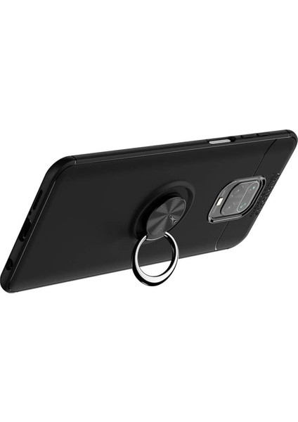Xiaomi Redmi Note 9 Pro Focus Serisi Yüzük Standlı Silikon Kılıf - Siyah fiyatları