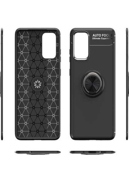Samsung Galaxy S20 Plus Focus Serisi Yüzük Standlı Silikon Kılıf - Siyah fiyatları