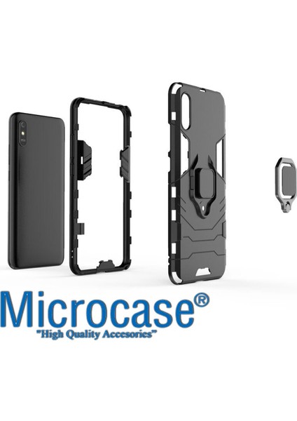 Xiaomi Redmi 9A Batman Serisi Yüzük Standlı Armor Kılıf - Siyah modelleri