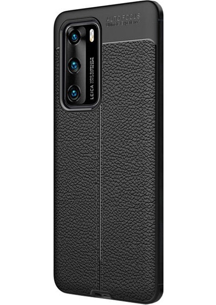 Huawei P40 Leather Tpu Silikon Kılıf - Siyah