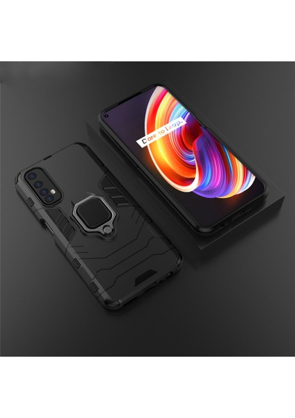 Realme 7 Batman Serisi Yüzük Standlı Armor Kılıf - Siyah fiyatları