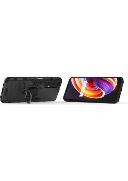 Realme 7 Batman Serisi Yüzük Standlı Armor Kılıf - Siyah fırsatları