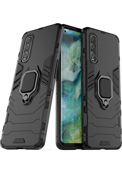 Oppo Find X2 Batman Serisi Yüzük Standlı Armor Kılıf - Siyah