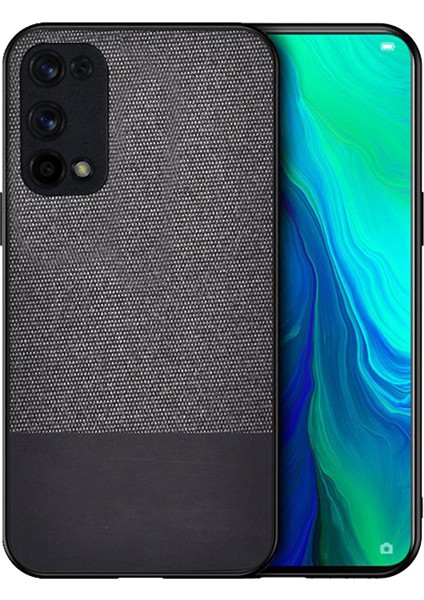 Realme 7 Pro Fabrik Serisi Kumaş ve Deri Desen Kılıf - Siyah