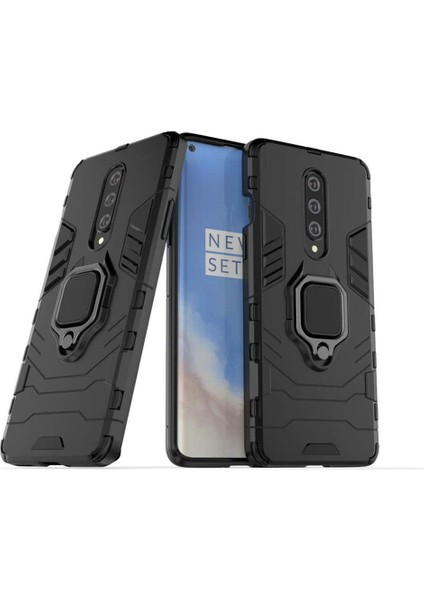 Oneplus 8 Batman Serisi Yüzük Standlı Armor Kılıf - Siyah